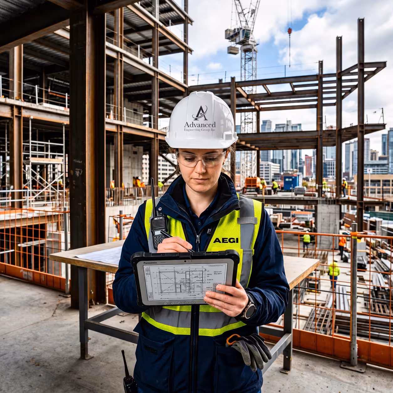 Structural Engineer Reviewing Blueprints